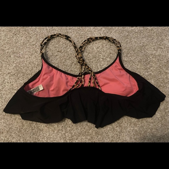 PINK V/S Black Flutter & Animal Print Bikini Top Size Large - Picture 8 of 8